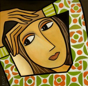 Frau im Quadrat - Liegend